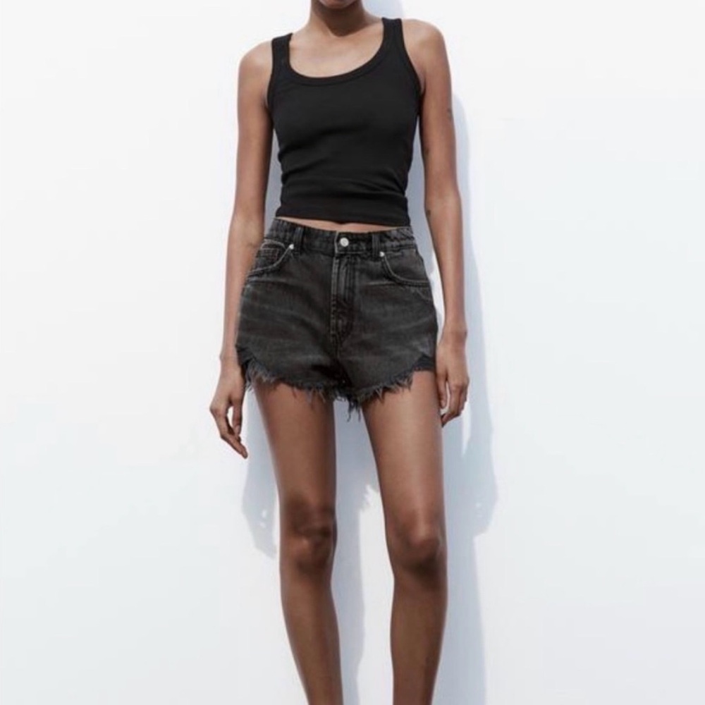 Zara Black Denim High Waisted Shorts